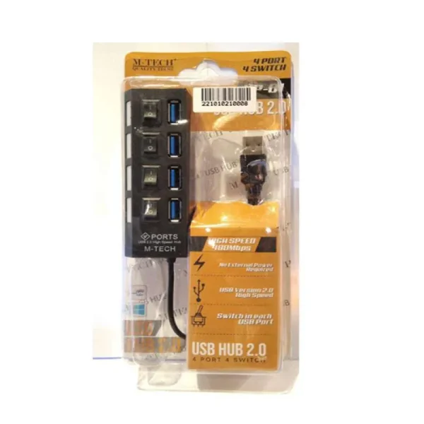 USB Hub M-Tech 4 Port On/Off (USB 2.0)